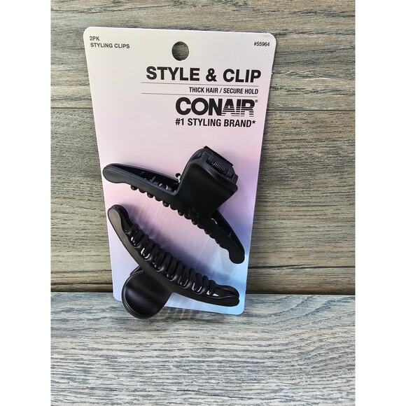 Conair Style & Clip 2pk styling clips Black - Picture 1 of 3